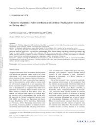 Pdf Children Of Parents With Intellectual Disability Facing Poor Outcomes Or Faring Okay