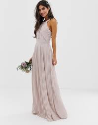 Tfnc Petite Bridesmaid Exclusive Pleated Maxi Dress In Taupe Asos In 2020 Short Bridesmaid Dresses Stunning Bridesmaid Dresses Midi Bridesmaid Dress