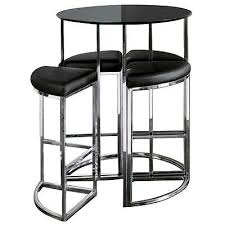 New Dwell Style Gloss Black Orbit Bar Barstool Table Set Inc 4 Chairs 5056075215929 Ebay