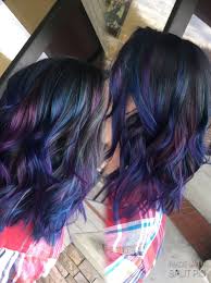 Black Blue And Purple Hair Blue And Purple Hair Dark Root Professional Hair Salon Purple Hair Blue Purple Hair