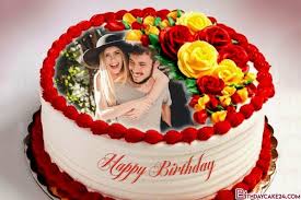 Birthday Cake With Photo Frame Editor Best Collection Of Happy Rose Birthday Cakes In 2020 Birthday Cake With Photo Photo Cake Anniversary Cake With Photo