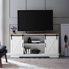Convenience concepts designs2go tv stand with 2 cabinets. Manor Park Barn Door Tv Stand For Tvs Up To 65 White Reclaimed Barnwood Walmart Com Walmart Com