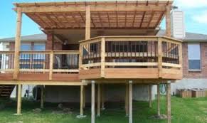 In many areas, an elevated deck is defined as one that is higher than inches above the ground and is attached to the house. Decks Pergolas Designs Raised Ranch House Plans 173450