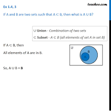Similar to how the word universeis used in astronomy to mean everything, the universal set contains every element. Ex 1 4 3 If A And B Are Two Sets Such That A Subset Of B