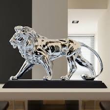 Indoor Decor Lion Sculpture Sculpture Swarovski Crystal Figurines Lion Sculpture