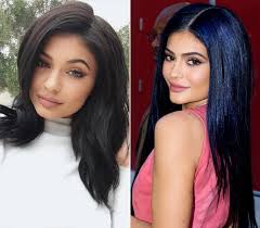 We Ve Never Seen Kylie Jenner Rock This Hair Color Before Midnight Blue Hair Midnight Black Hair Navy Blue Hair