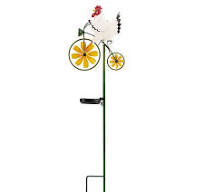 Red Shed 33 in. Solar Rooster with Bike Garden Stake