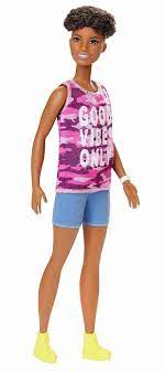 Barbie with short red skirt and trimmed top. Buy Barbie Fashionistas Doll 128 Model With Short Hair Shaved On The Sides Shorts Pink Tank Top And Yellow Sneakers Toy At Affordable Prices Free Shipping Real Reviews With Photos Joom