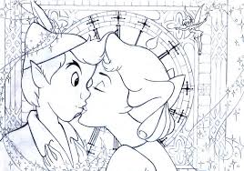 Kiss Peter Pan And Wendy Disney Coloring Pages Colouring Pages Peter Pan Coloring Pages