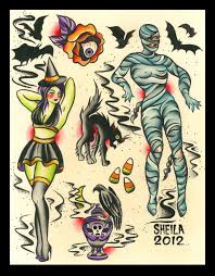 Halloween Tattoo Flash Art Not My Description Halloween Tattoos Halloween Tattoo Flash Traditional Tattoo