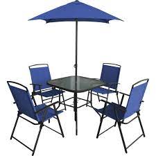 Find the perfect patio umbrella for your needs with our patio umbrella size guide and infographic! Backyard Creations Blue 6 Piece Folding Dining Patio Set At Menards