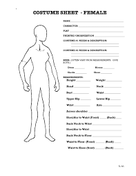 Costume Measurement Sheet Template Kozen Jasonkellyphoto Co