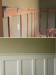 I can't seem to find the precut chair rail with the 1/4 notch cut out to fit over the. A Less Expensive Way To Have Chair Rail Wainscoting Diy Board And Batten Step By Step Tutorial Diy Home Improvement Home Projects Home