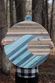 Wooden Wave Wall Art Wood Wall Art Diy Wood Art Projects Mountain Wood Art