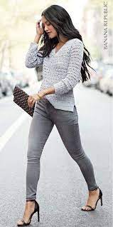 Pin By Elizabeth Martinez On A Lewk Fashion Grey Jeans Outfit Cool Outfits