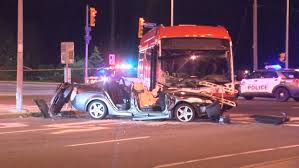 No serious injuries were reported after two vehicles collided in the westbound lanes of hwy. Man Dies After Early Morning Collision In Scarborough Involving Car And Ttc Bus Cp24 Com