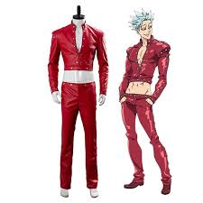 Seven deadly sins anime clothing. Anime The Seven Deadly Sins Ban Red Jacket Suit Cosplay Costume Cosplay Clans