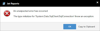Error The Type Initializer For System Data Sqlclient Sqlconnection Threw An Exception Support Topics