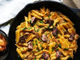 Get the recipe at tasting table. Miss Hangrypants Creamy Kimchi Penne With Chicken Apple Sausage