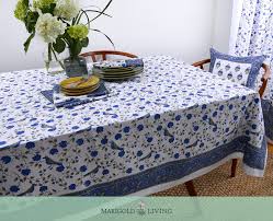 Birds On Vine Tablecloth Blue In 2020 Living Table Table Linens Table Cloth