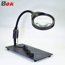 Wholesales Pdok 10x Magnifying Glass Desk Magnifier Lamp Flexible Loupe With Light Magnifying Glass Tool Multi Functional Magnifiers Aliexpress
