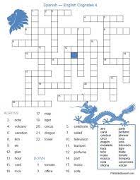 Spanish crossword puzzles for learners: A Stylized Dragon And Lion Grace This Easy Spanish Crossword Puzzle Which Features The Cognates Dragon And Cognates Spanish Teaching Resources Spanish English