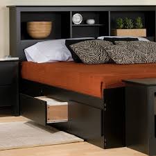 Enjoy floor space and storage with the platform storage bed with 6 drawers at 18 deep its six drawers can store any clothing linens and blankets that go in a traditional chest without taking up more room in your bedroom with three prepac sonoma king bookcase platform storage bed in black. Sonoma Storage Platform Bed W Bookcase Headboard In Black By Prepac Queen Home Decor Furniture Upholstery Bed Furniture