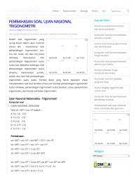 0 (un matematika 2014 ipa) pembahasan faktorkan x2 − 1 dengan mengingat bentuk a2. Pembahasan Soal Ujian Nasional Trigonometri Pdf