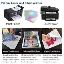 In this video, i show how i make vinyl stickers or decals using my laser printer and silhouette cameo craft cutter. 20 Sheets Holographic Sticker Paper A4 Size 8 25 X 11 7 Printable Vinyl Sticker Paper Rainbow Vinyl Sticker Paper Dries Quickly For Inkjet Laser Printer Amazon Ae Arts Crafts