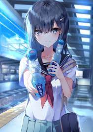 Unlike many other websites animekisa has a tiny amount of ads. Blue Eyes Bara Anime Anime Girls Digital Art Artwork 2d Portrait Display Vertical Train Station Water Bottle School Uniform Black Hair Pov 2480x3508 Wallpaper Wallhaven Cc