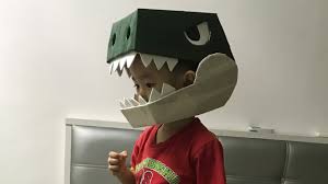 Turn your ear flap band right side out. Simple Cardboard Dinosaur Helmet Youtube
