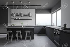 3 steps to pick the best white for your cabinets or walls. Interior Of Modern Kitchen With White And Gray Walls Gray Countertops Bar With White Stools And Shelves With Plates On The Wall 3d Rendering Stock Photo Picture And Royalty Free Image Image