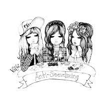 Drawing of three best friends girls and boys. Three Best Friends Drawing Girls Novocom Top