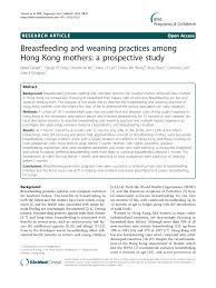 Pdf Breastfeeding And Weaning Practices Among Hong Kong Mothers A Prospective Study