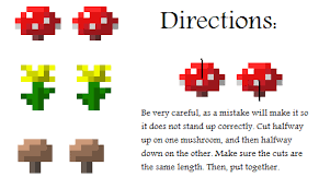 Minecraft Mushrooms And Flower Papercrafts Paper Crafts Minecraft Pixel Art Minecraft