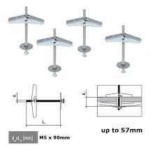With a clever anchor that goes through the plasterboard or drywall and spreads the load of your hanging, you can rest assured that they'll take the weight. M5 X 90mm Plasterboard Spring Toggle Fixings With Screws Hollow Cavity Anchors Pack Of 10 On Onbuy