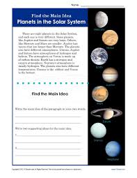 Kids will have fun learning about the solar system with this printable space worksheet. Solar Systemets 3rd Grade Planets Main Idea Passage Power Systems For Homeset Moon Cycles And Pdf The Jaimie Bleck