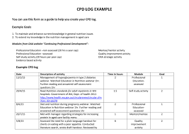 Continuing professional development (cpd) is a systematic maintenance, improvement and broadening of knowledge, understanding and skills, and the development of personal qualities necessary for the execution of professional duties throughout the individual's working life. Example Cpd Log Education In Nutrition