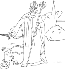 Saint Patrick Driving Out The Snakes Of Ireland Catholic Coloring Page Feast Day Is March 17th St Patricks Coloring Sheets Catholic Coloring Saint Coloring