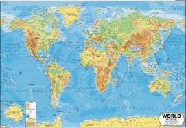 World Map Physical Wall Chart Paper Print