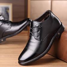 Men Microfiber Leather Plush Lining Non Slip Business Casual Boots Winter Dress Shoes Mens Boots Online Leather Shoes Men