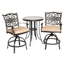 5% coupon applied at checkout. Hanover Monaco 3 Piece Metal Round Patio Bistro Set With Natural Oat Cushions Mondn3pcsw Br The Home Depot