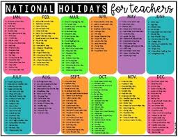 National Holidays Calendar For Teachers National Holiday Calendar Holiday Calendar National Day Calendar