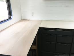 Using the directions on the can, seal your counters with butcher block sealer. How To Create Wood Counters From Flooring In A Rv Mountainmodernlife Com