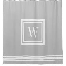 Light Gray And White Classic Square Monogram Shower Curtain Zazzle Com In 2020 Custom Shower Curtains Custom Shower Grey White