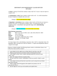 0 ratings0% found this document useful (0 votes). Dependent And Independent Clauses Worksheet Doc Clause Linguistic Morphology