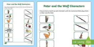 Characters From Peter And The Wolf Activity Sheets
