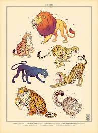 Big Cats By Einen Deviantart Com On Deviantart Big Cats Art Cartoon Drawings Of Animals Animal Posters