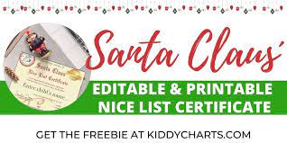 Subscribe to the free printable newsletter. Santa Nice List Certificate Free And Fun Kiddycharts Com