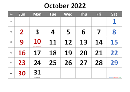 Free October 2022 Calendar Printable Calendarex Com